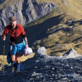 Walking up on lose schist rock above Rees Saddle