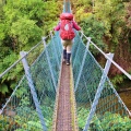 Tramper crossing a swing bridge