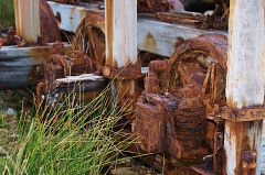 Detail of rusting rail carriage