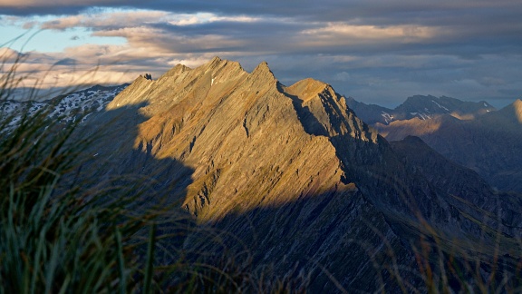 Homestead Peak and unnamed range in evening light