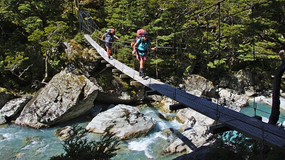 Crossing a swing bridge