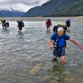Tramping party crossing Hopkins River