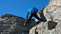 Climbing with crampons on Castle Rock