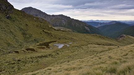Tarns in basin west of Spence Hut