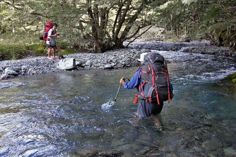 Crossing Temple Stream South Branch near South Temple Hut