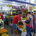 Fruit stalls in indoor market