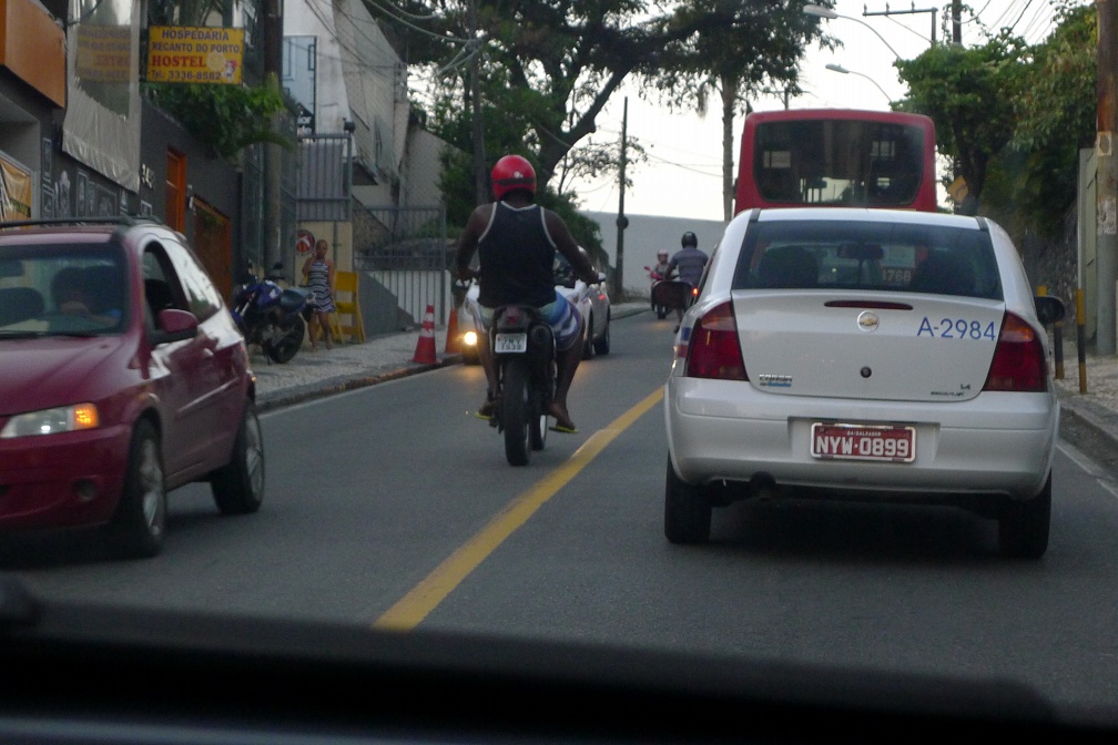 Motorbikes in traffic