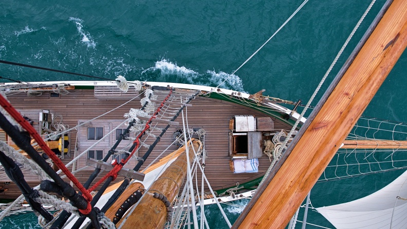 Front and middle deck of the tall sailing ship