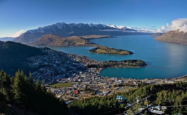 Panorama of Queenstown, Lake Wakatipu, and The Remarkables