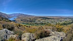 Panorama of Clyde Dam, river, and town