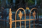 Floral ornaments on grave fence