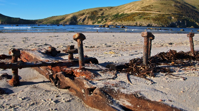 Remnants of wooden structure from Aramoana mole