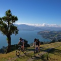 Two young mountain bikers on Otago Peninsula