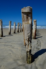 Detail of St Clair beach poles