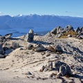 Granite sand and boulders on Mount Titiroa, Lake Manapouri in ba