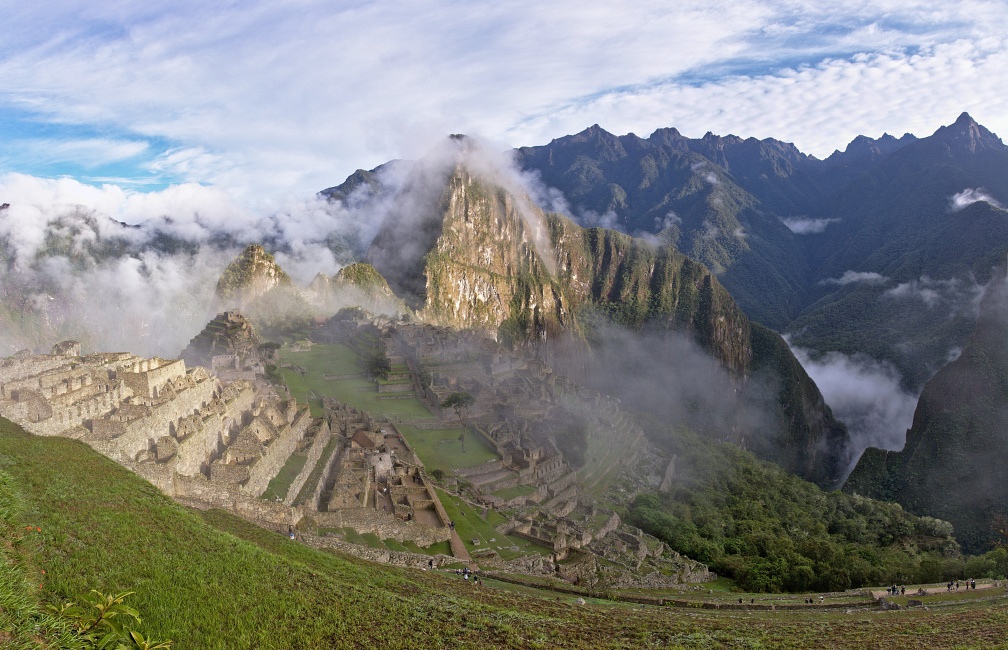 Panorama of Machu Picchu and surrounding peaks and valleys