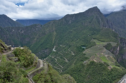 Huayna Picchu ruins and Machu Picchu ruins and mountain