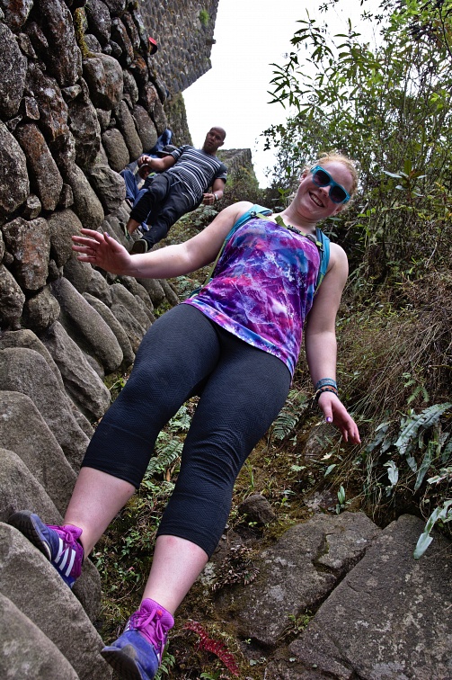 Steep stairs of Huayna Picchu ruins