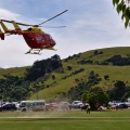 Rescue helicopter landing in Akaroa
