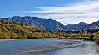Panorama with Shotover River meander and Ben Lomond