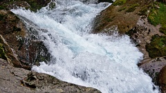Detail of cascading water frozen in action, Lake Marian Falls