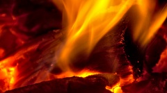 Detail of a burning log inside