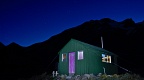 Cameron Hut at night with Southern Cross