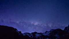 Milky Way setting behind mountains