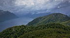 Beech forest and Lake Hauroko on a stormy day