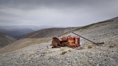 Case tractor abandoned in mountains