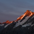 Alpenglow on The Footstool, Mount Sefton, and Mount Thomson