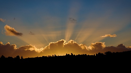 Crepuscular rays during a sunset