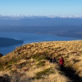 Trampers near Luxmore Hut and Lake Te Anau