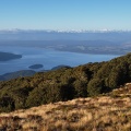 Lake Te Anau and snowy mountains in distance