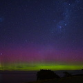 Purple and green aurora australis