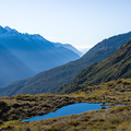 Small tarns and lower Hollyford Valley