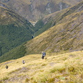 Descending down the ridge to Cameron Hut
