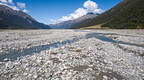 Broad river bed of braided Hopkins River