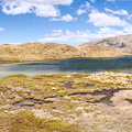 Panorama of the upper tarn by Freehold Creek